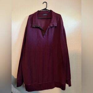 Roundtree & Yorke Maroon Long Sleeve Button Polo Shirt 3XT